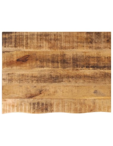 Tischplatte 90x60x2,5 cm Baumkante Massivholz Raues Mangoholz