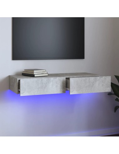 TV-Schrank mit LED-Leuchten Betongrau 90x35x15,5 cm