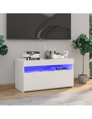 TV-Schrank mit LED-Leuchten Weiß 75x35x40 cm