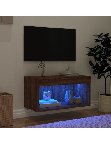 TV-Schrank mit LED-Leuchten Braun Eichen-Optik 60x30x30 cm