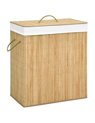 Bambus-Wäschekorb mit 2 Fächern 100 L