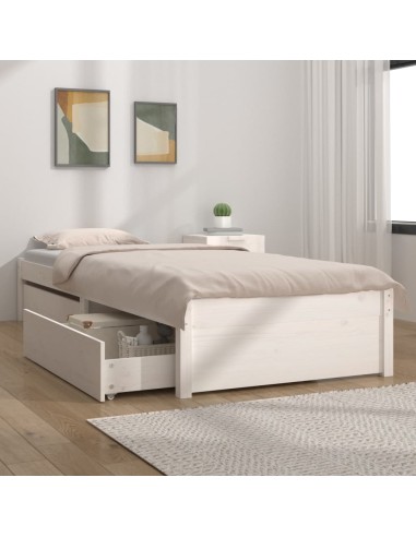 Bett mit Schubladen Weiß 100x200 cm