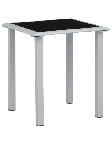 Gartentisch Schwarz und Silbern 41x41x45 cm Stahl und Glas