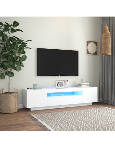 TV-Schrank mit LED-Leuchten Weiß 160x35x40 cm