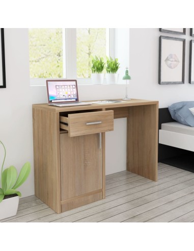 Schreibtisch mit Schublade und Schrank Eiche 100x40x73 cm