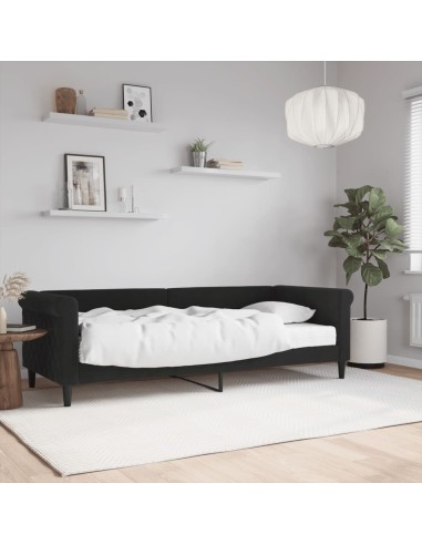 Tagesbett mit Matratze Schwarz 80x200 cm Samt
