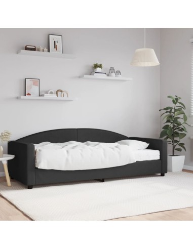 Tagesbett mit Matratze Schwarz 90x200 cm Stoff