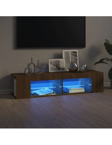 TV-Schrank mit LED-Leuchten Braun Eichen-Optik 135x39x30 cm