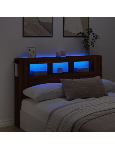 LED-Kopfteil Braun Eichen-Optik 160x18,5x103,5 cm Holzwerkstoff