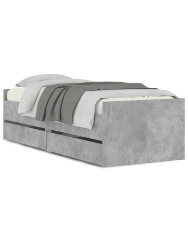 Bett mit Schubladen Betongrau 75x190 cm