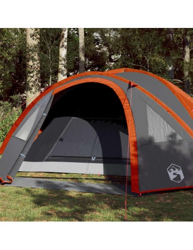 Campingzelt 4 Personen Grau & Orange 300x250x132 cm 185T Taft