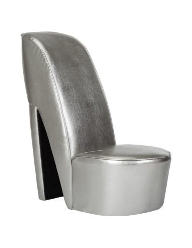 Stuhl in Stöckelschuh-Form Silbern Kunstleder