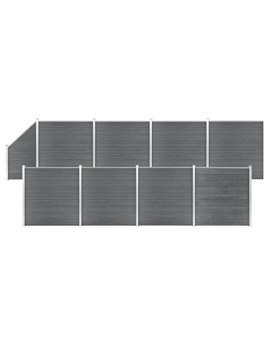 WPC Zaun-Set 8 Quadrate + 1 Schräge 1484x186 cm Grau