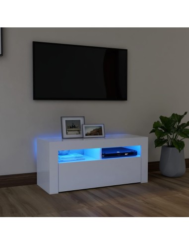 TV-Schrank mit LED-Leuchten Weiß 90x35x40 cm