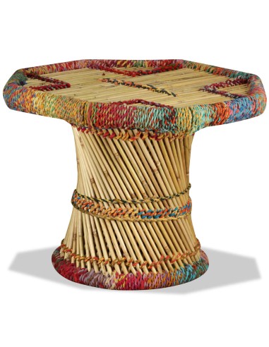 Couchtisch Bambus mit Chindi-Details Mehrfarbig
