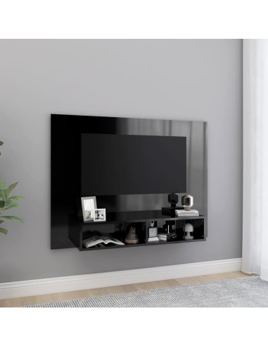 TV-Wandschrank Hochglanz-Schwarz 120x23,5x90 cm Holzwerkstoff