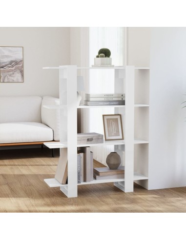Bücherregal/Raumteiler Hochglanz-Weiß 100x30x123,5 cm