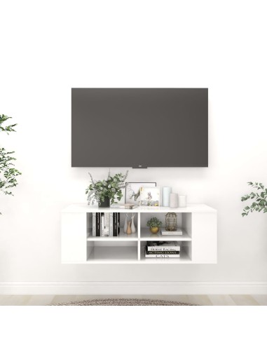 TV-Wandschrank Hochglanz-Weiß 102x35x35 cm Holzwerkstoff