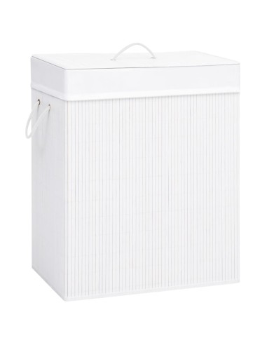 Bambus-Wäschekorb mit 1 Fach Weiß 83 L