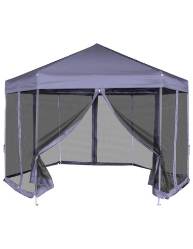 Hexagonal Pop-Up Zelt mit 6 Seitenwänden Dunkelblau 3,6x3,1 m