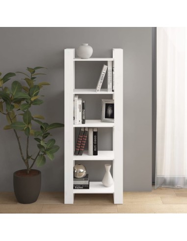 Bücherregal/Raumteiler Weiß 60x35x160 cm Massivholz