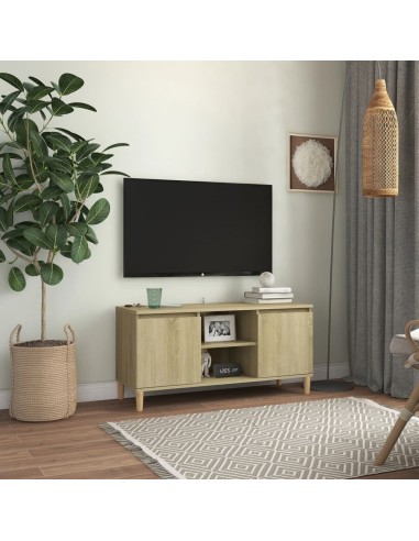 TV-Schrank mit Massivholz-Beinen Sonoma-Eiche 103,5x35x50 cm