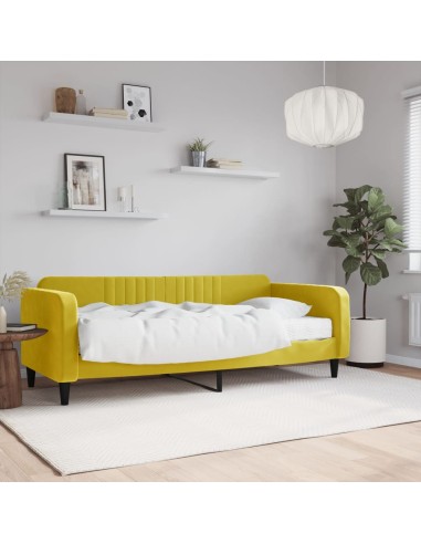 Tagesbett mit Matratze Gelb 90x200 cm Samt