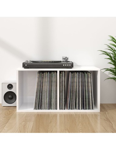 Schallplatten-Aufbewahrungsbox Hochglanz-Weiß 71x34x36 cm