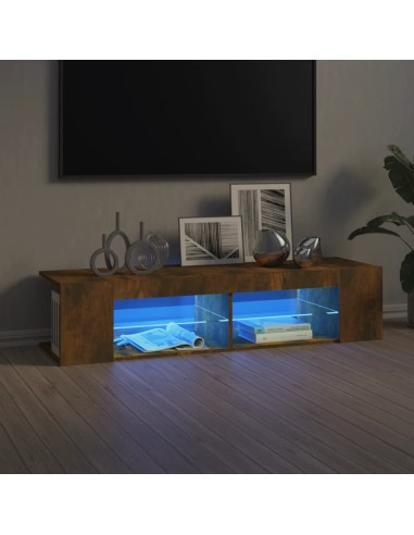 TV-Schrank mit LED-Leuchten Räuchereiche 135x39x30 cm