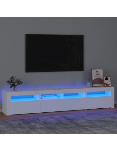 TV-Schrank mit LED-Leuchten Weiß 210x35x40 cm