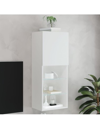 TV-Schrank mit LED-Leuchten Weiß 40,5x30x102 cm