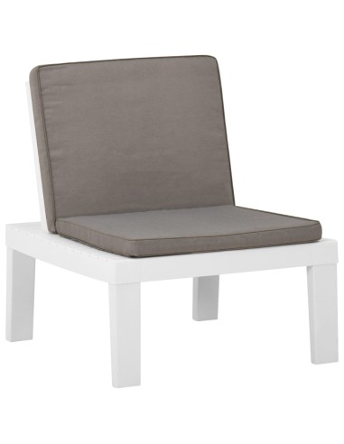 Garten-Lounge-Stuhl mit Auflage Kunststoff Weiß