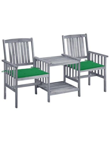 Gartenstühle mit Teetisch und Kissen Massivholz Akazie
