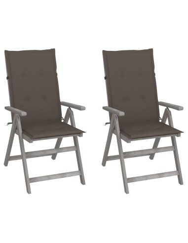 Verstellbare Gartenstühle 2 Stk. mit Auflagen Massivholz Akazie