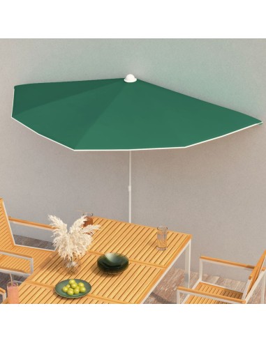 Halb-Sonnenschirm mit Mast 180x90 cm Grün