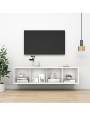 TV-Wandschrank Hochglanz-Weiß 37x37x142,5 cm Holzwerkstoff