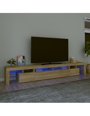 TV-Schrank mit LED-Leuchten Sonoma-Eiche 260x36,5x40 cm