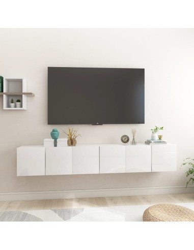 TV-Hängeschränke 3 Stk. Hochglanz-Weiß 60x30x30 cm