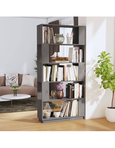 Bücherregal/Raumteiler Grau 80x25x163,5 cm Massivholz Kiefer