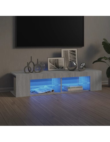 TV-Schrank mit LED-Leuchten Grau Sonoma 135x39x30 cm
