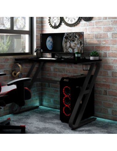 Gaming-Schreibtisch mit ZZ-Gestell Schwarz und Rot 90x60x75 cm