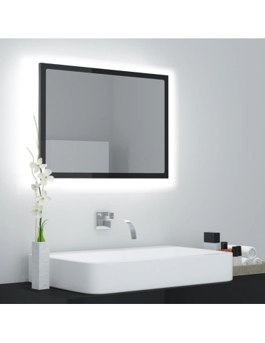 LED-Badspiegel Hochglanz-Grau 60x8,5x37 cm Acryl