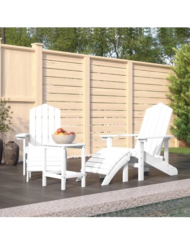 Adirondack-Gartenstühle mit Hocker & Tisch HDPE Weiß