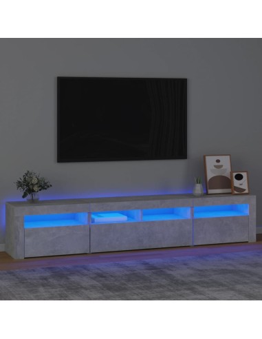 TV-Schrank mit LED-Leuchten Betongrau 210x35x40 cm
