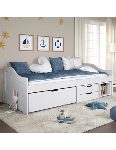 Tagesbett mit 3 Schubladen IRUN Weiß 90x200cm Massivholz Kiefer