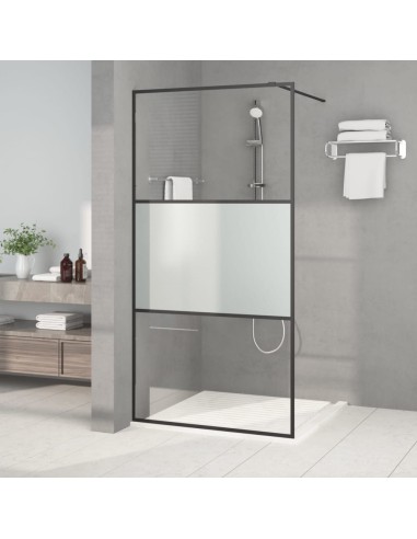 Duschwand für Begehbare Dusche Schwarz 100x195 cm Halbmatt ESG